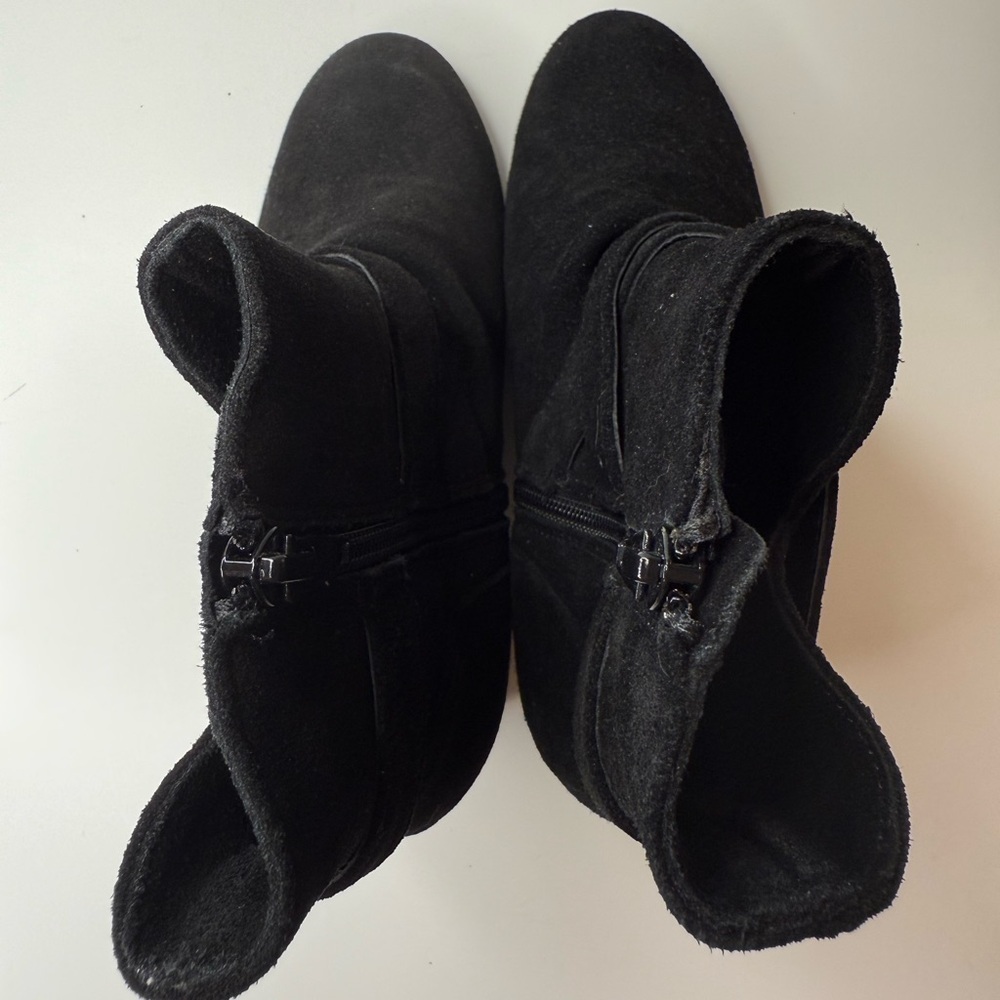 Anthropologie Matisse Harper Black Suede Leather Ankle Boots Women’s 7M Side Zip - Picture 7 of 16